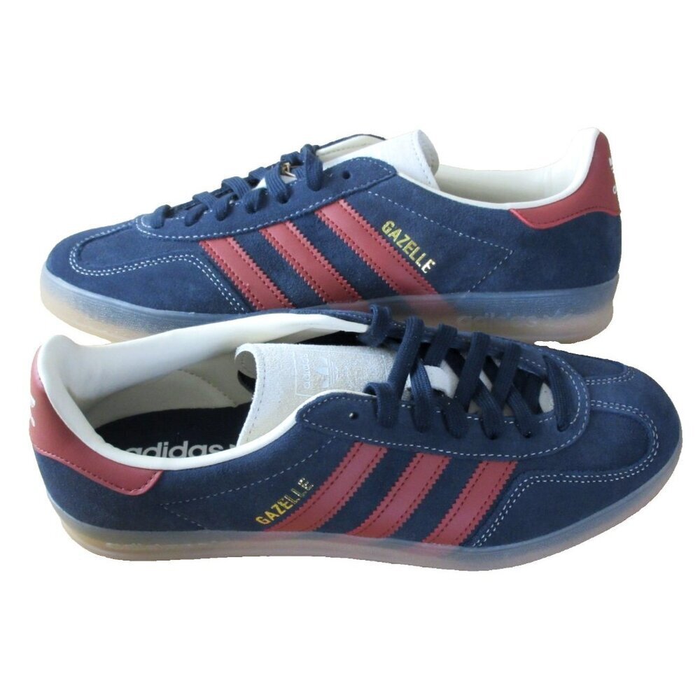 Adidas Men's Gazelle Indoor Suede Striped Shoes Navy Red White Sizes NIB JH5404